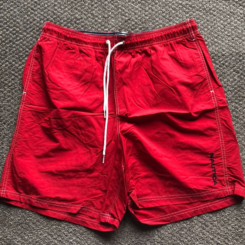 Nautica red swim trunks